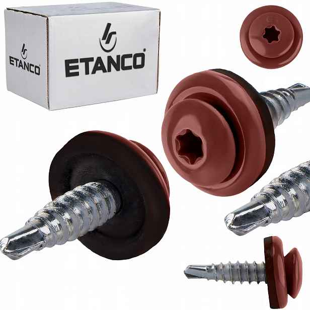 Farmářské vruty Torx 4,8x20 mm Ral 3009 250 ks do plechu Etanco Gtf 02P