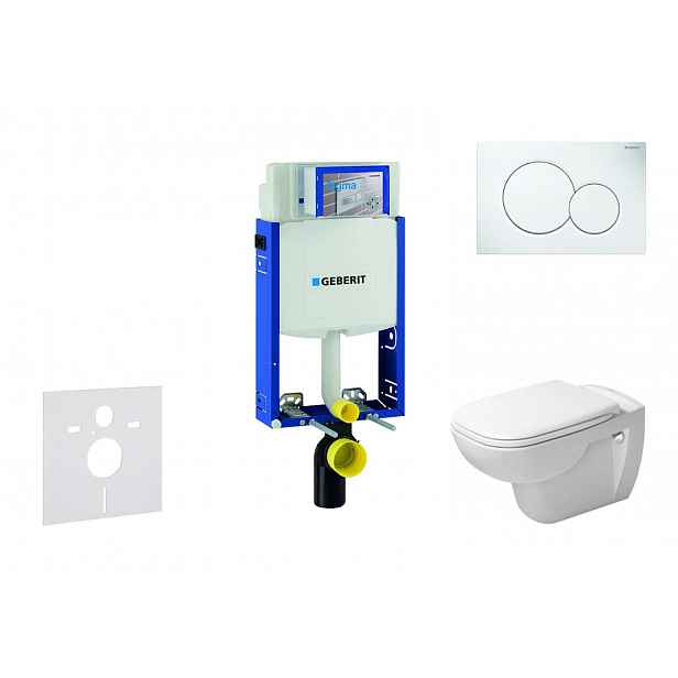 Geberit Kombifix - Modul pro závěsné WC s tlačítkem Sigma01, alpská bílá + Duravit D-Code - WC a sedátko, Rimless, SoftClose 110.302.00.5 NH1