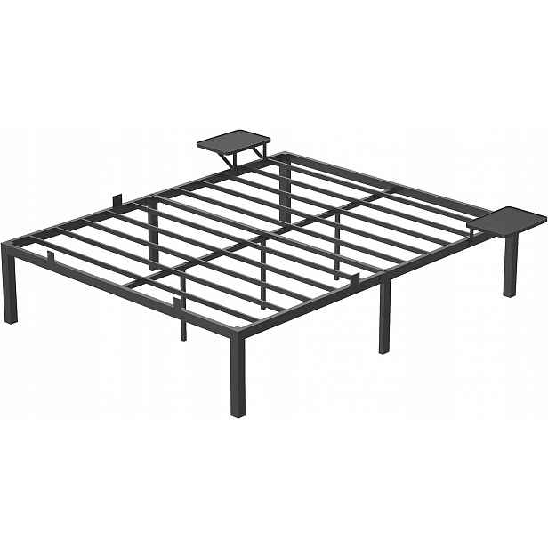 Kovový rám postele 140x190 Vasagle 2 noční police 450 kg černá