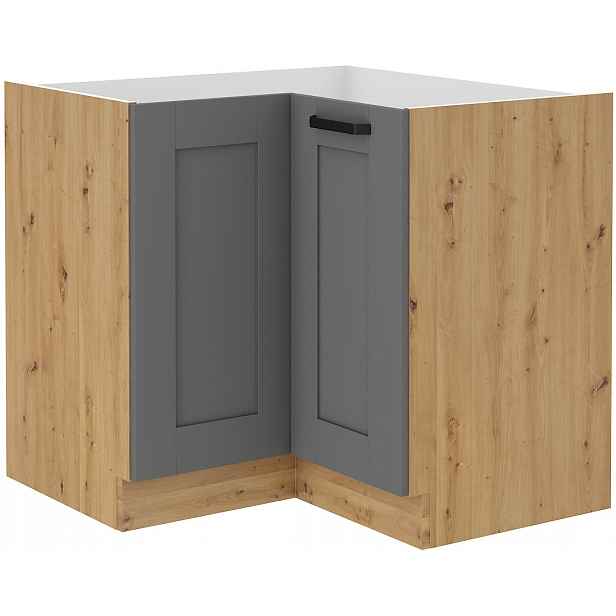 Spodní rohová skříňka Luna 90x90 DN 2F BB Barva korpusu: Dub artisan, Barva dvířek: Dust Grey