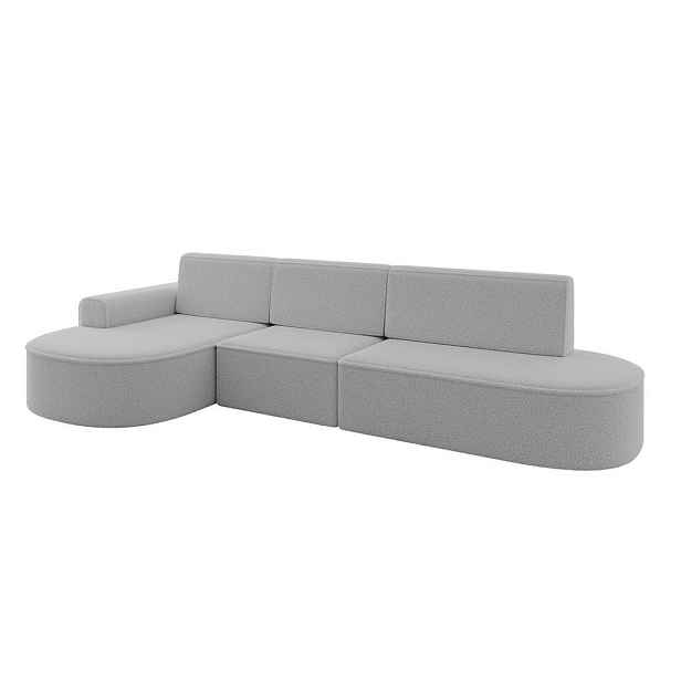 ALTDECOR ROHOVÁ SEDAČKA s funkcí spaní a otomanem, levá MARI-L2-S 368x167x85 Světle šedá Buklé