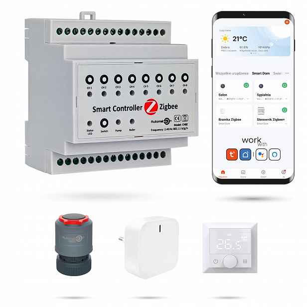 Bezdrátový set pro Zigbee Tuya CH8Z 8 pokojů s termostaty Eco 2