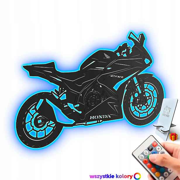 Dřevěný 3D obraz Honda Cbr Nástěnná Dekorace Dárek Noční Lampa Led XL