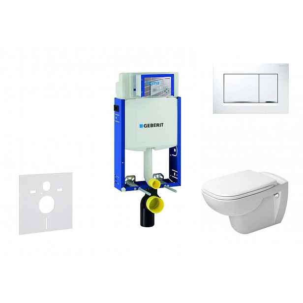Geberit Kombifix - Modul pro závěsné WC s tlačítkem Sigma20, bílá/lesklý chrom + Duravit D-Code - WC a sedátko, Rimless, SoftClose 110.302.00.5 NH5