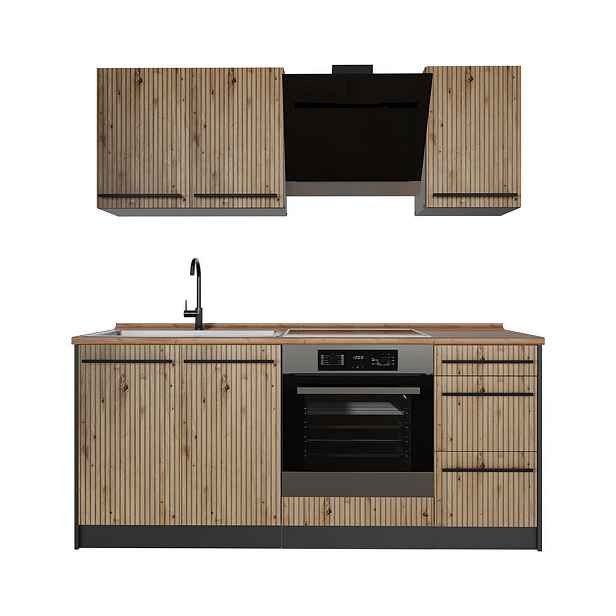 Vicco JEDNOTKOVÁ KUCHYNĚ R-Line, Řemeslný dub/Antracit, 180 cm pracovná doska Dub Goldkraft