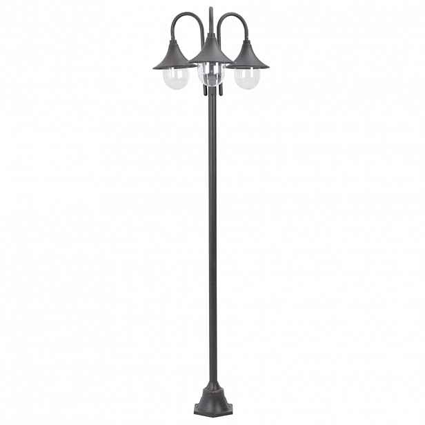 vidaXL Zahradní sloupová lampa 3 ramena E27 220 cm hliník bronzová