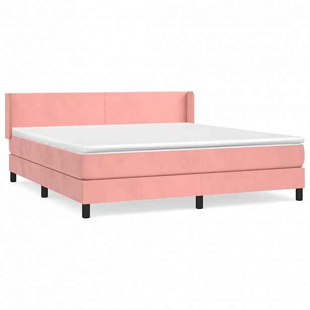 vidaXL Box spring postel s matrací růžová 180x200 cm samet