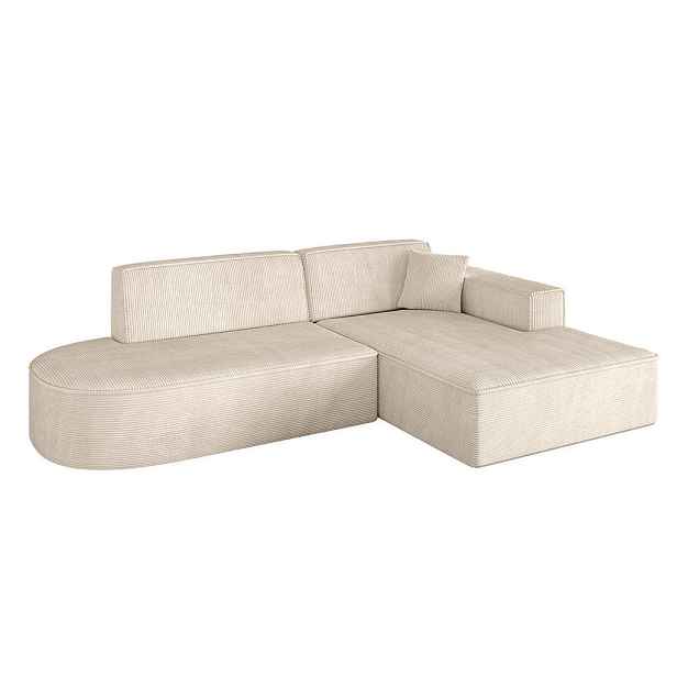 ALTDECOR ROHOVÁ SEDAČKA s otomanem, pravá IREA-L1-v4 232x165x77 Béžová Manšestr
