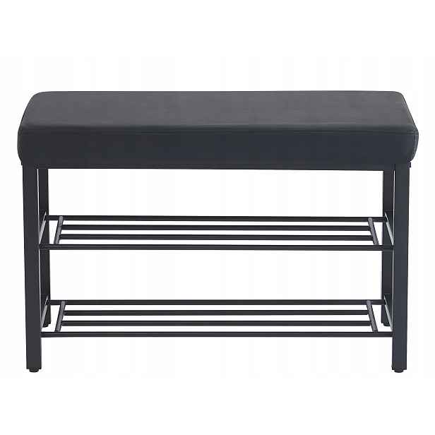 Botník Lavice Čalouněná Eko Kůže Loft Černá 79 cm
