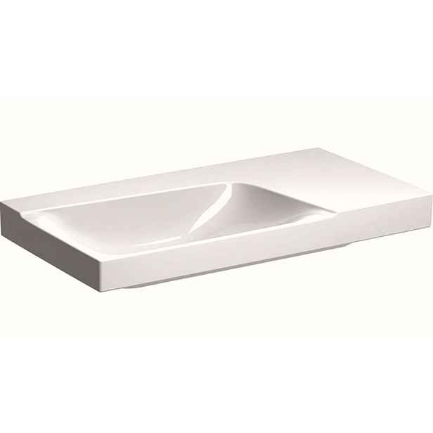 Geberit Xeno 2 - Umyvadlo 90x48 cm, bez otvoru pro baterii, bez přepadu, s odkládací plochou vpravo, s KeraTect, bílá 500.534.01.1