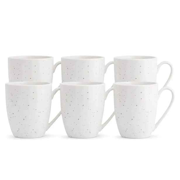 Porcelánové hrnky na kávu 6 ks 430 ml Velké s béžovými puntíky Hello Sand