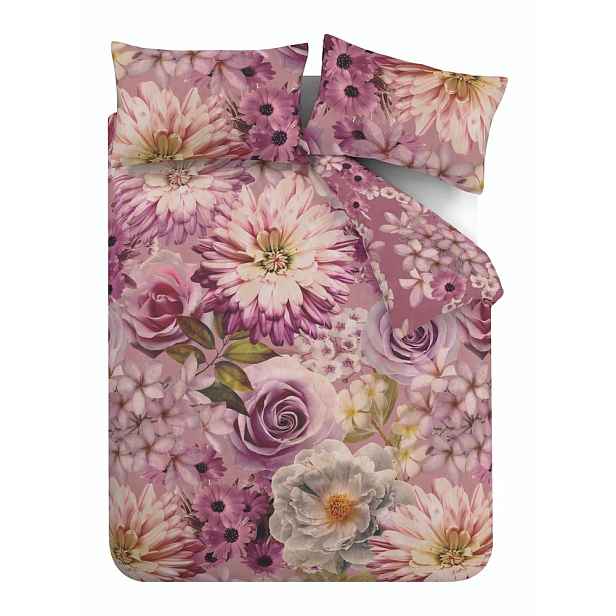 Růžové povlečení na dvoulůžko 200x200 cm Rosemoor Floral – RHS