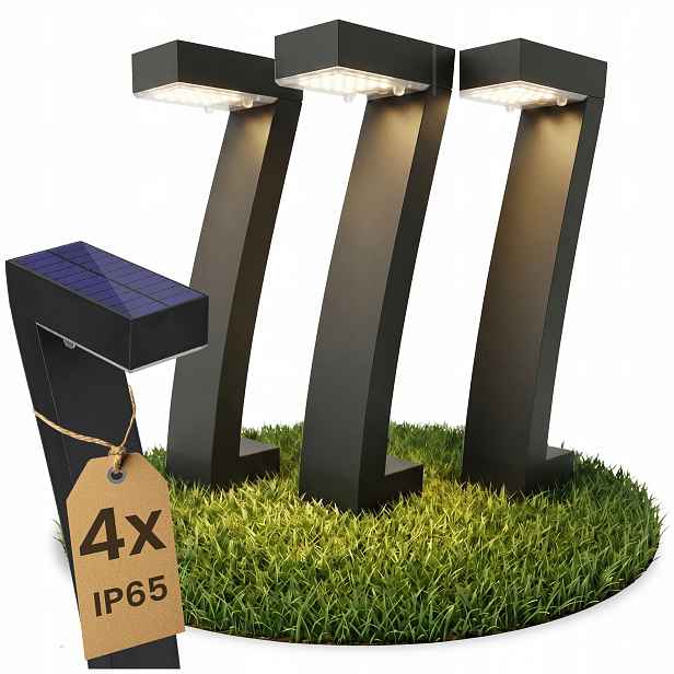Solární Zahradní Lampa Led IP65 Zapichovací sloupek Černý senzor soumraku