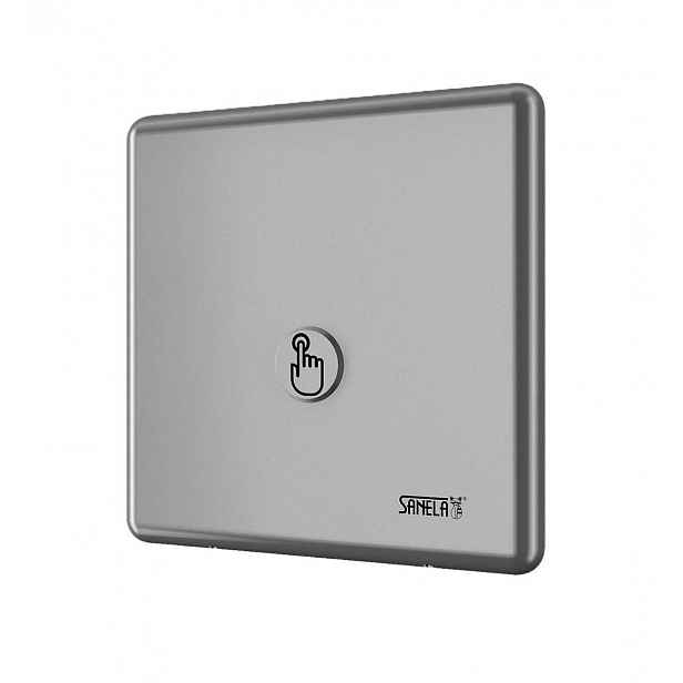 Sanela - Automatický splachovač WC s piezo tlačítkem, 6 V, matný nerez SLW 01PBX