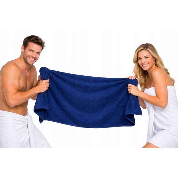 Tmavě Modrý Ručník Hotel Spa Koupelový Hrubý Ručník 600g 70x140