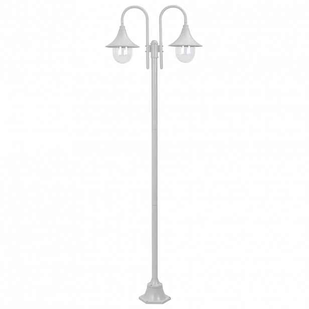 vidaXL Zahradní sloupová lampa 2 ramena E27 220 cm hliník bílá