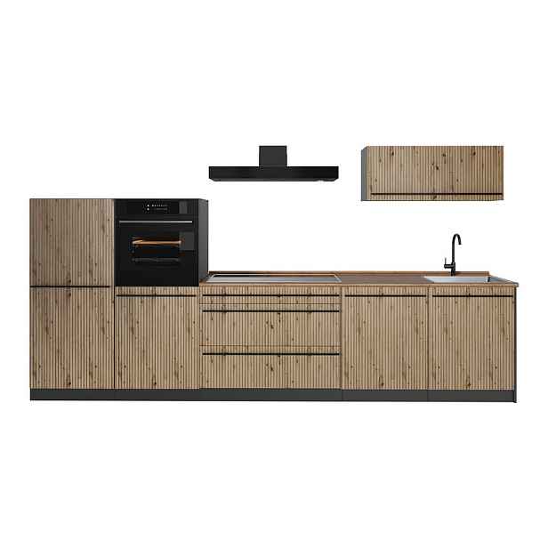 Vicco KUCHYŇSKÝ KOUT R-Line, Řemeslný dub/Antracit, 340 cm pracovná doska Dub Goldkraft