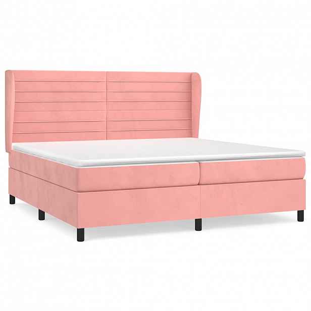vidaXL Box spring postel s matrací růžová 200x200 cm samet