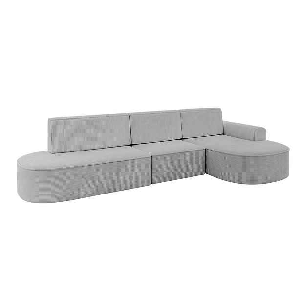 ALTDECOR ROHOVÁ SEDAČKA s funkcí spaní a otomanem, pravá MARI-L2-S 368x167x85 Šedá Manšestr