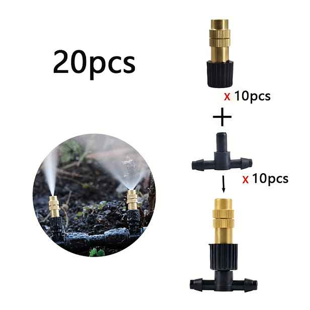 TEMU 20ks Venkovní postřikovací chladicí sada pro zavlažování zahrady s rozprašovacími tryskami 1/4 palce a hadicí 4/7 mm, pro zahradu, zahradnické