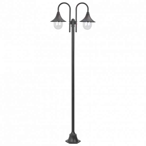 vidaXL Zahradní sloupová lampa 2 ramena E27 220 cm hliník bronzová
