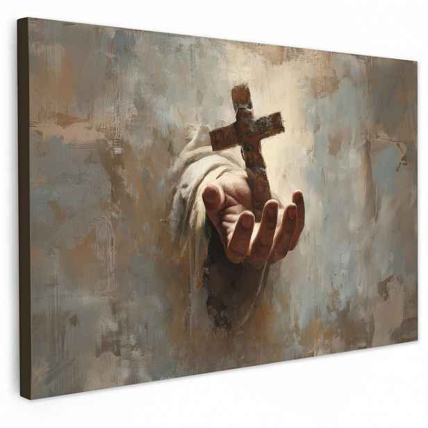 MuchoWow OBRAZ NA PLÁTNĚ Abstrakt - Cross - Hand - Christianity 60x40 cm