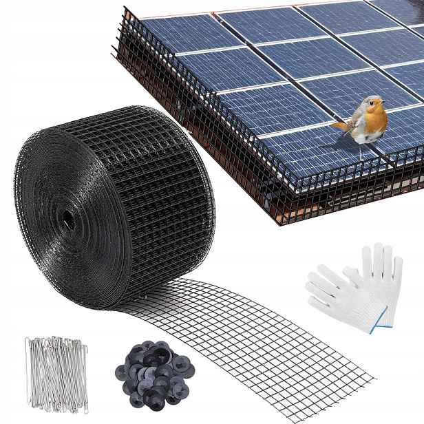 Ochranná síť pro ptáky 30 m Pvc panely černá, háčky 60 ks