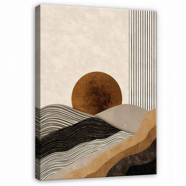 Wallarena ABSTRAKTNÍ obraz na plátně ve stylu art deco béžový 80x120 cm