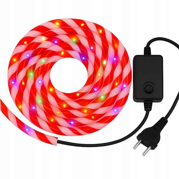 Bonbónová Světelná Hadice Vánoční Osvětlení Na Stromeček Led Červená Multicolor 20M Venkovní