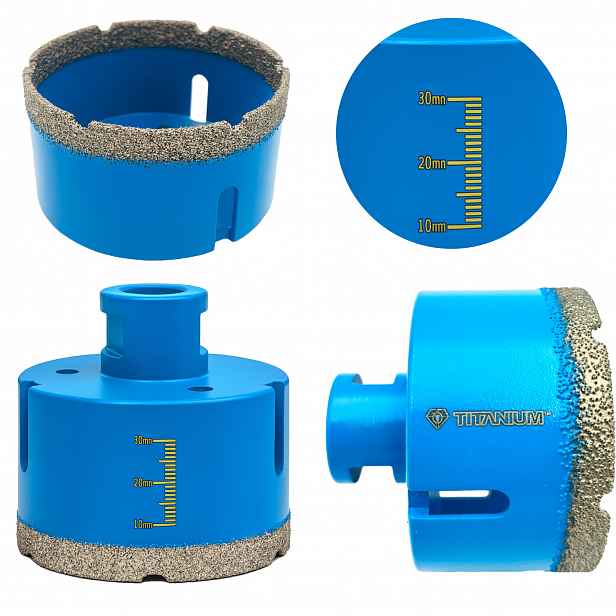 Korunkový Vrták s diamantovou korunkou 60 mm pro gres dlaždic vrták M14 Titanium