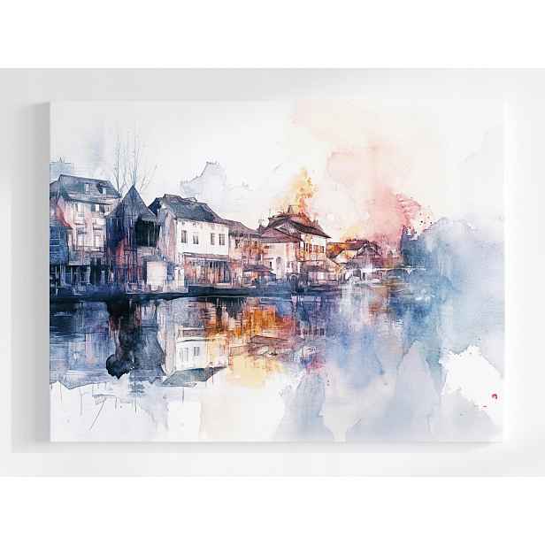 Plakát Minimalismus Pohled Na Město Městečko Řeka 100x75