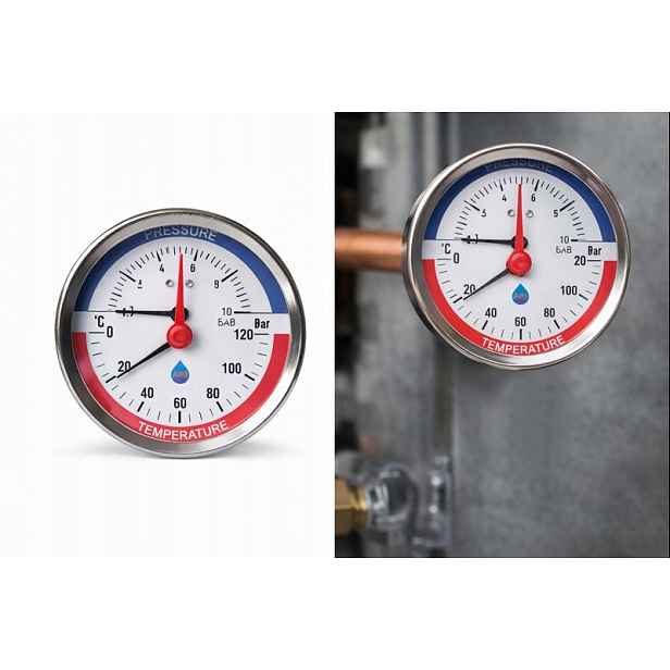 Termomanometr 80 mm 1/2 10 bar 120C Zadní Aksiální