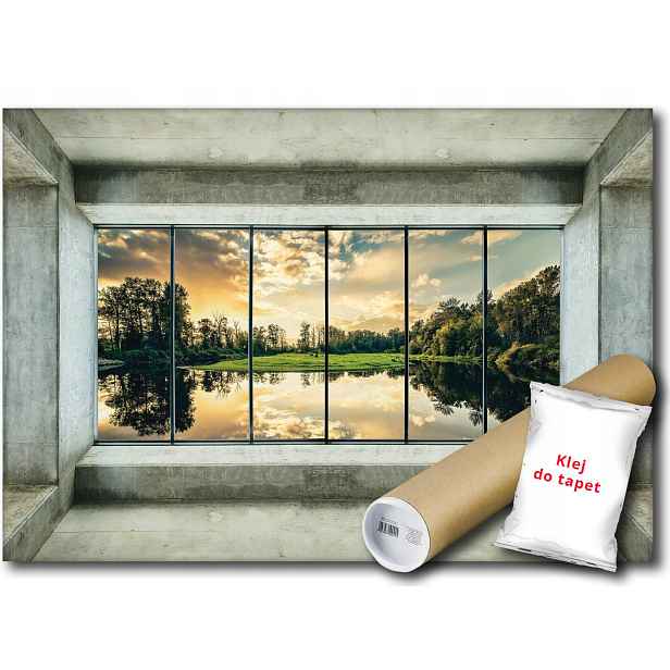Vliesová fototapeta okno výhled voda park 416x290