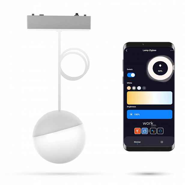 Závěsná lampa Zigbee Tuya Kula Bílá 6W Dy pro Slim Track 48VDC 3000-6000K