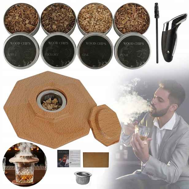 Sada Na Uzení Whisky Smoker Dřevěná Dárek Pro Milovníky Whisky