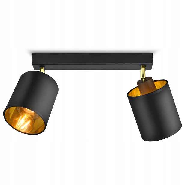 Lampa Stropní Svítidlo Pohyblivý lustr Stínidla Černá Zlatá