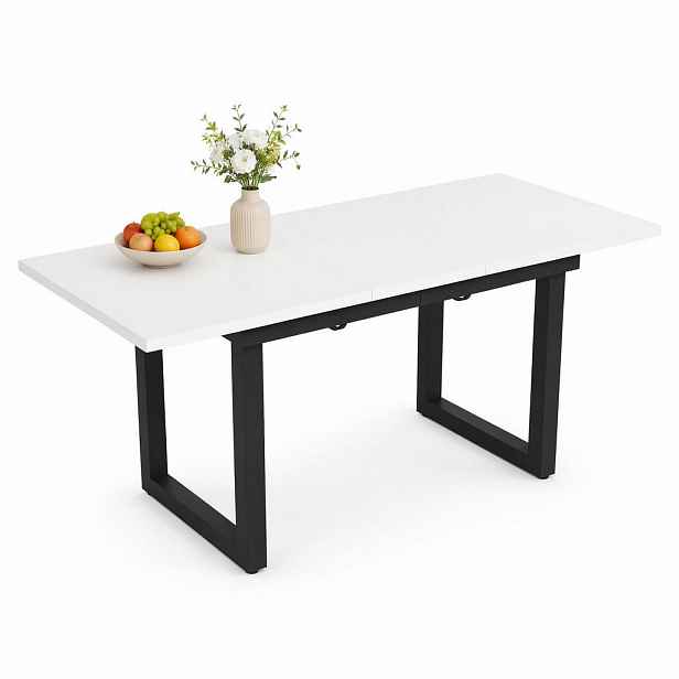 STILVORA JÍDELNÍ STŮL bílý a černý, moderní jednoduchý design, železná konstrukce, do jídelny, 140×80×75 cm