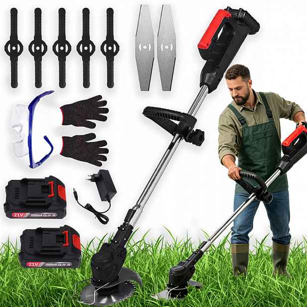 Aku Vyžínač Elektrická Křovinořez Sekačka Na Trávy 21V+2AKU