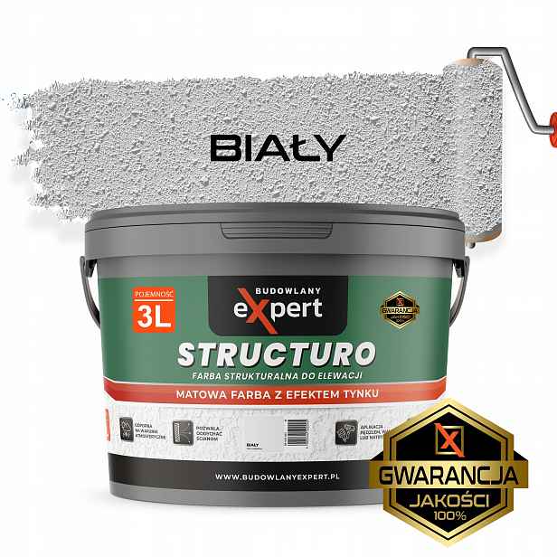 Barva barva na betonu, fasádní, strukturovaná, Budowlany Expert 3 l, Bílá