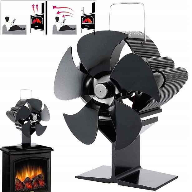 Termoelektrický Krbový Ventilátor 5 Lopatek Pro Hořák Na Dřevo