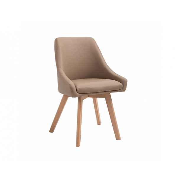 Židle TEZA, béžová ekokůže / dřevěné bukové nohy - 53x54x83,5 cm