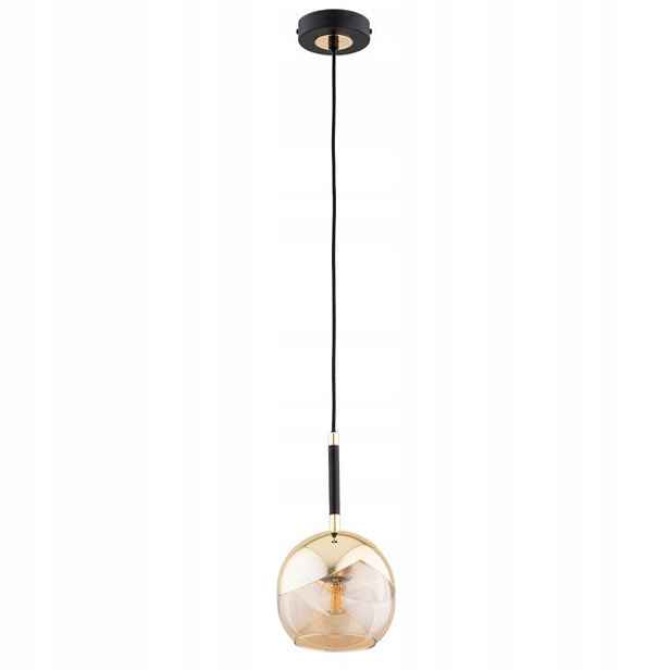 Černá závěsná lampa Prada 1xE27 15W se skleněnou koulí, kov Alfa
