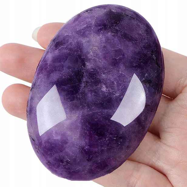 Qinjiejie Velký oválný ametyst Křišťál Přírodní kámen Meditace Reiki