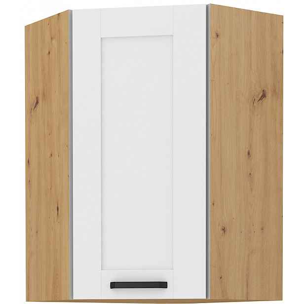 Horní rohová skříňka Luna 60x60 GN-90 1F (45°) Barva korpusu: Dub artisan, Barva dvířek: Bílá