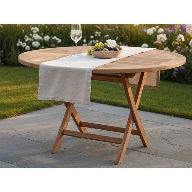 Kulatý zahradní stůl Tarakan, 120 cm, teak