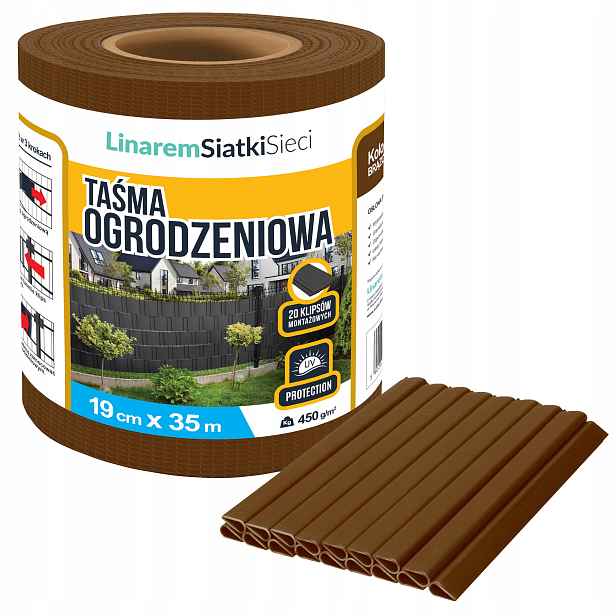Stínící Panelové Pásy Hnědá 19 cm x 35 m Kryt Na Oplocení Uv Set 4ks