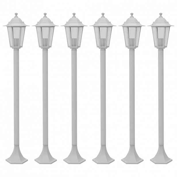 vidaXL Zahradní sloupové lampy 6 ks E27 110 cm hliníkové bílé