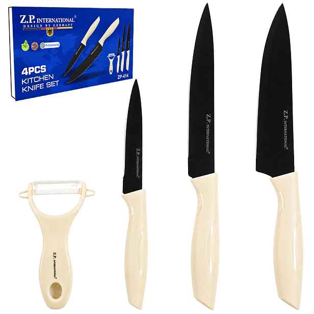 Z.P.International Antibakteriální nože Z.P.International, sada 4 ks, ZP-414, krémově bílá