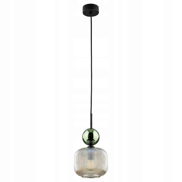 Závěsná lampa Sophia černá zelená stínidlo béžová 1xE14 15 cm Glamour Obývacího Pokoje