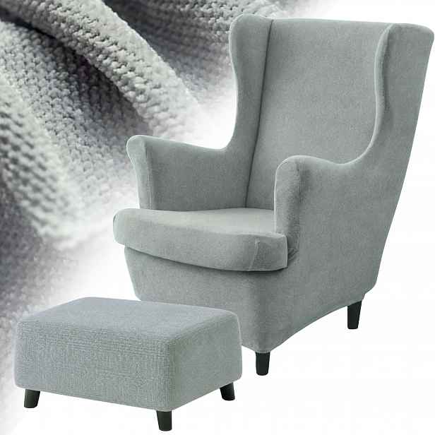 Potah Na Křeslo Ušák Podnožka Taburet Elastický Chenille Šenil Oeko Tex